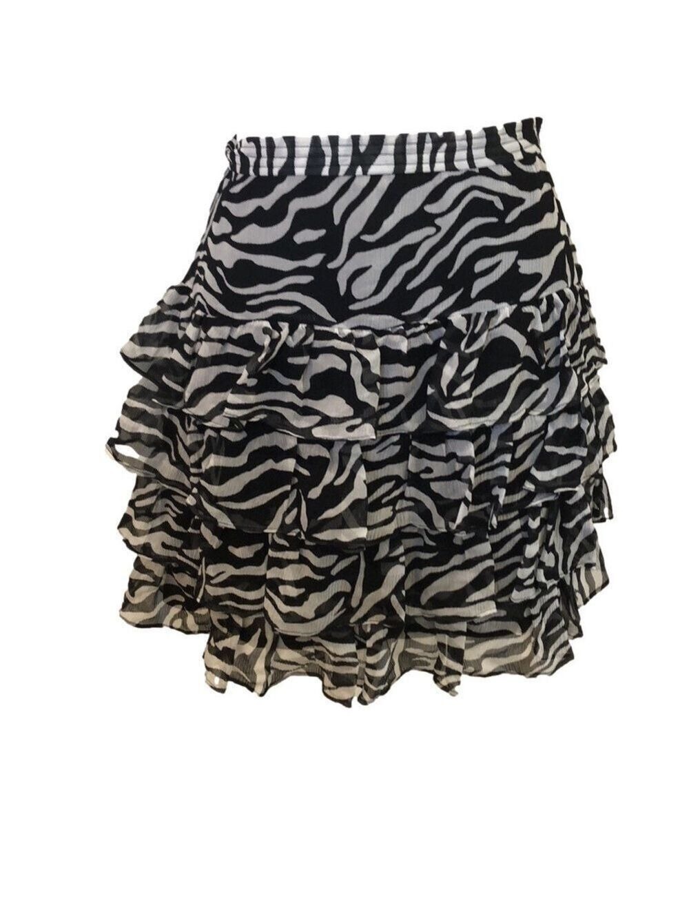 INC International Concepts Size 4 zebra print tiered skirt 100% silk